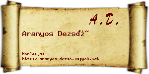 Aranyos Dezső névjegykártya